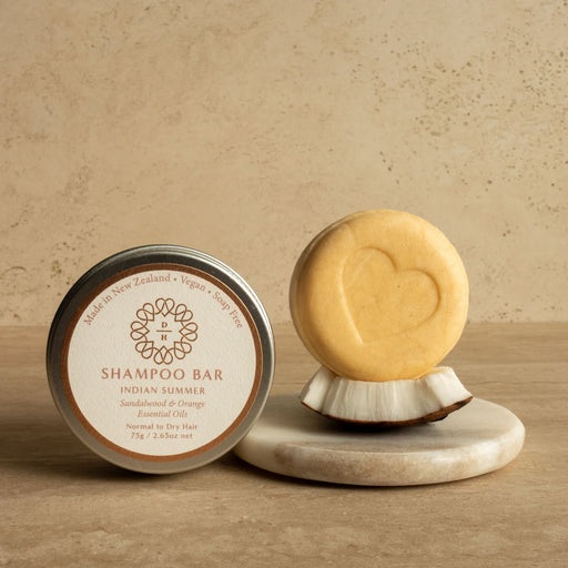 hair bars indian summer type with sandalwood and orange oils in an aluminum tin