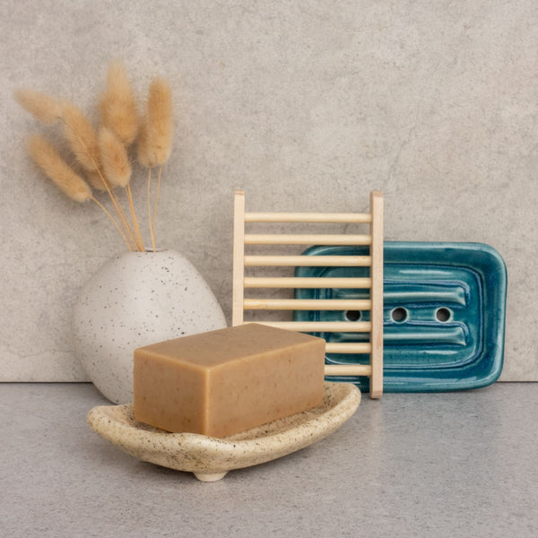 pottery soap dishes and bamboo soap racks
