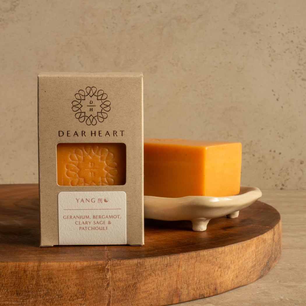 Yang body wash is a sunny blend of four essential oils coloured yellow with annatto