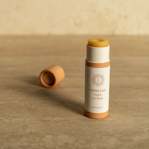 cruelty free lip balm with natural espresso oil natural formulation made in nz compostable push up tube