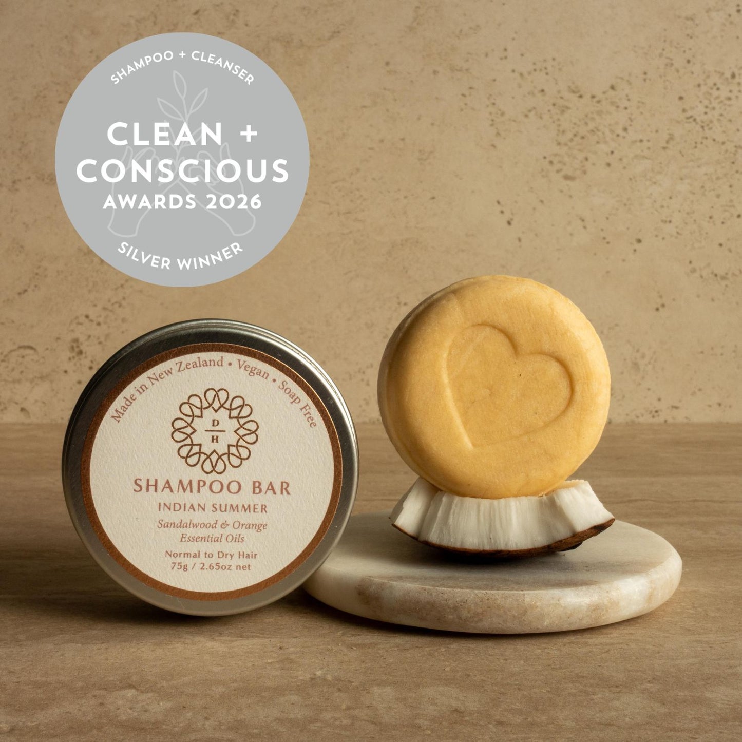 hair bars indian summer type with sandalwood and orange oils in an aluminum tin silver winner of clean+ conscious awards 2026