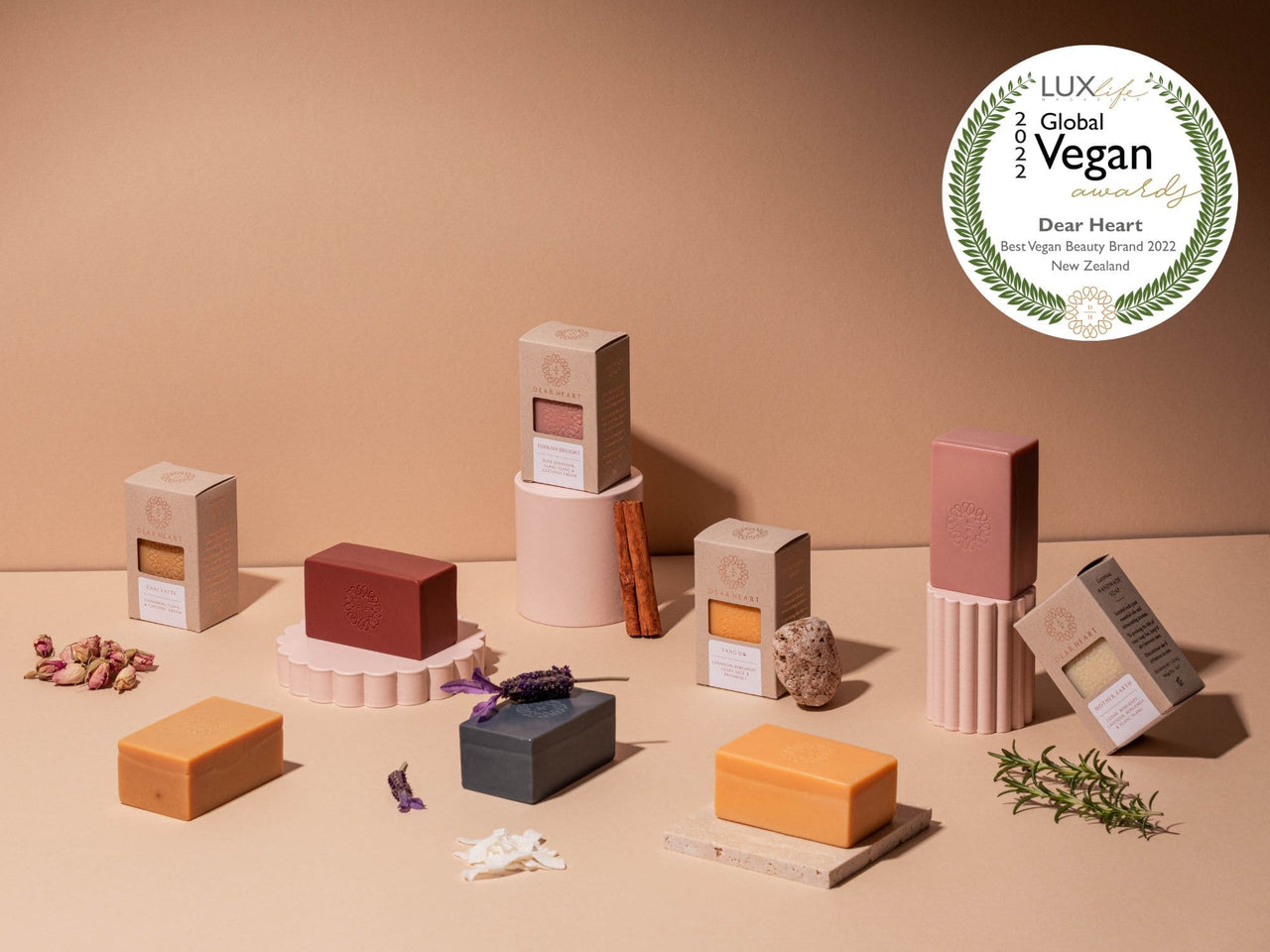 selection of handcrafted vegan soaps made in nz