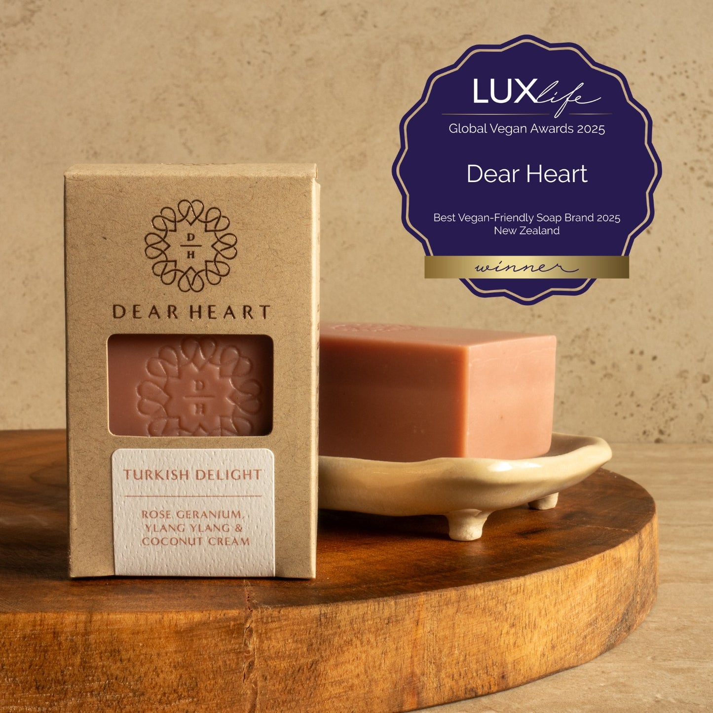 Turkish Delight scented natural body wash boxed an made in NZ fragrance rose geranium ylang ylang coloured with pink french clay