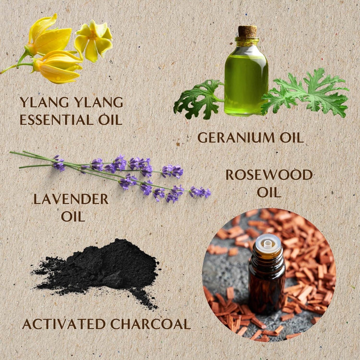 highlighting ingredients in Yin Soap ylang ylang geranium rosewood with activated charcoal nz natural soaps