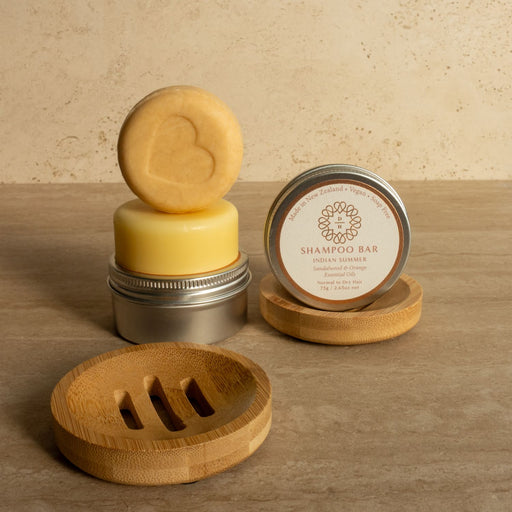 shampoo and conditioner bar gift box with best selling shampoo bar and conditioner bar and two handy round self draining holders super cute