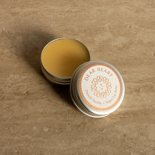 vegan lip balm vanilla flavour in an aluminum tin made in nz