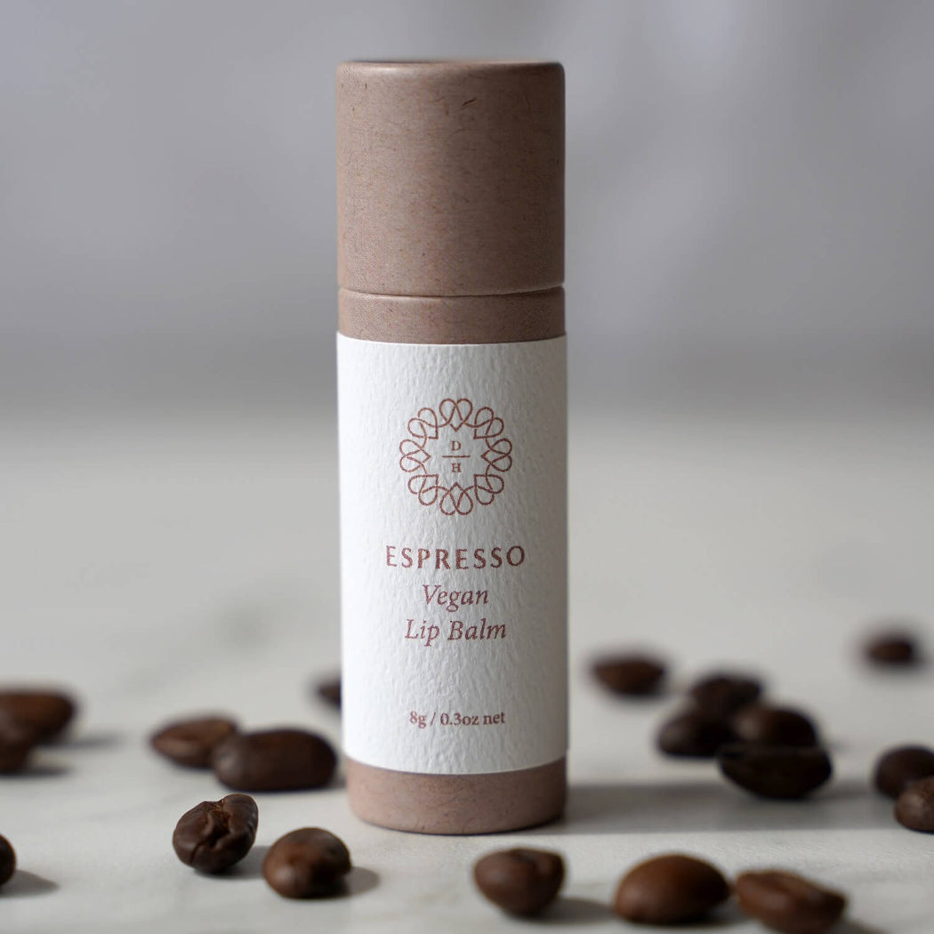 cruelty free lip balm espresso flavour in compostable tube made in nz