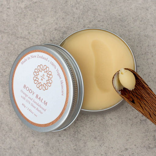 vegan balm nz for the body with orange and sandalwood oils